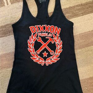 DIXXON Black Racerback Tank with Red Crest Graphic